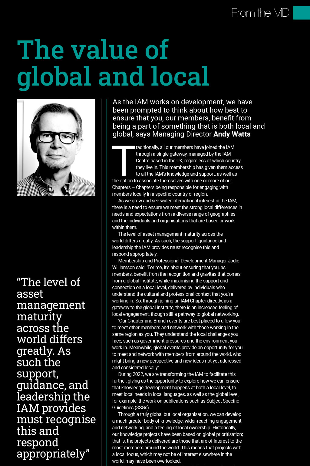 From the MD: The value of global and local