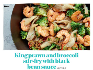 King prawn and broccoli stir-fry with black bean sauce