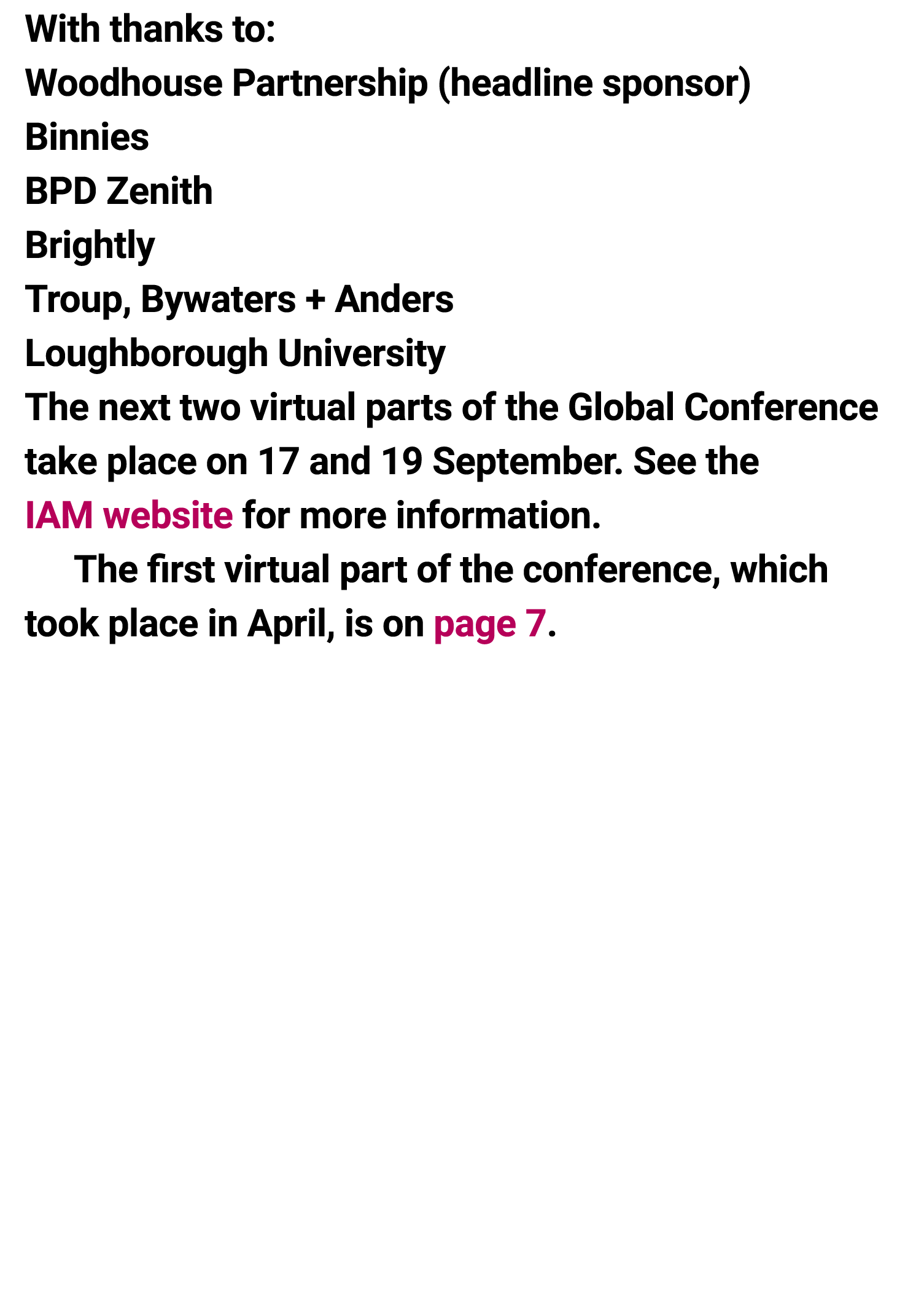With thanks to: Woodhouse Partnership (headline sponsor) Binnies BPD Zenith Brightly Troup, Bywaters ﻿+ Anders Loughb...