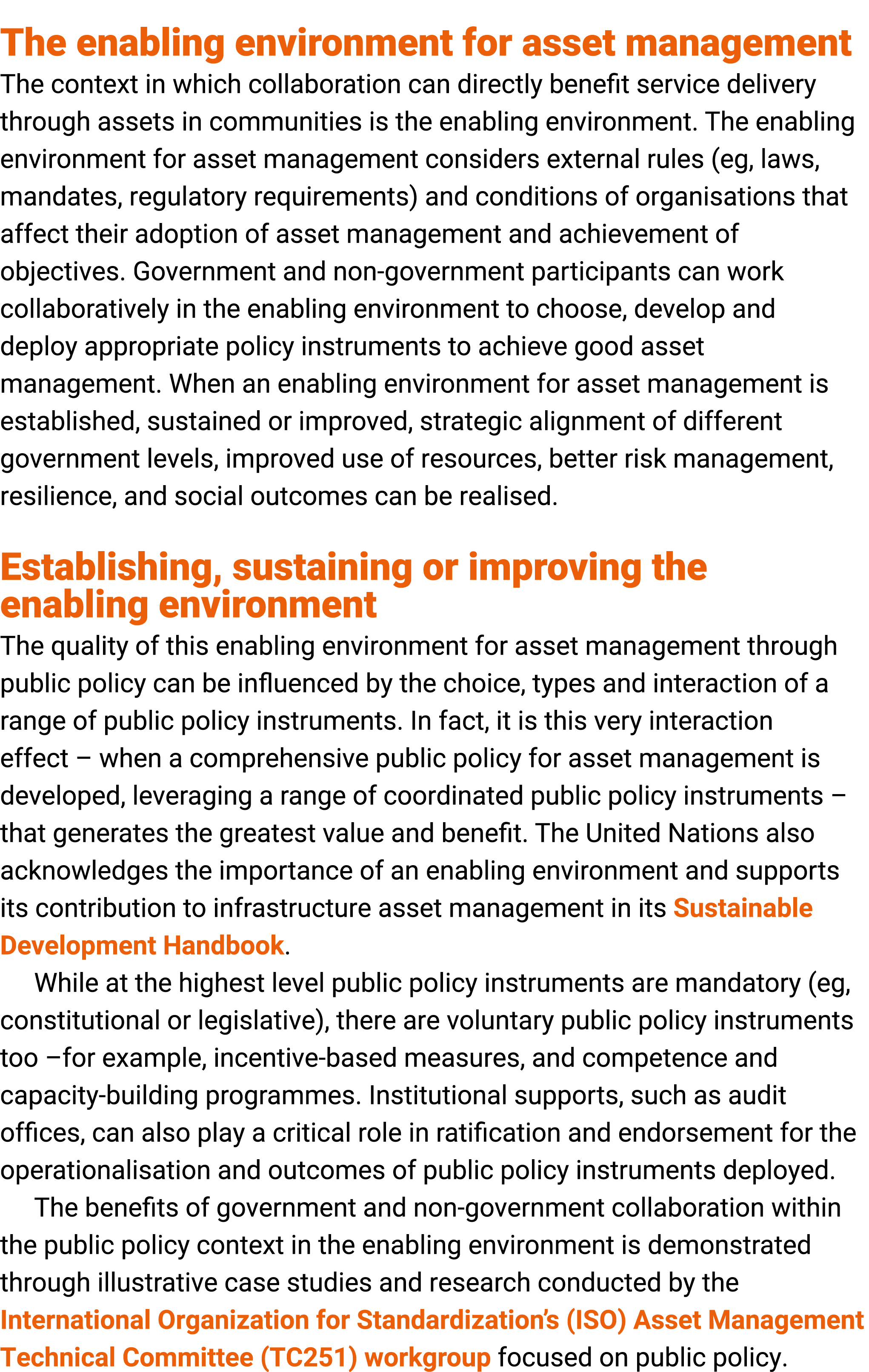 The enabling environment for asset management The context in which collaboration can directly benefit service deliver...