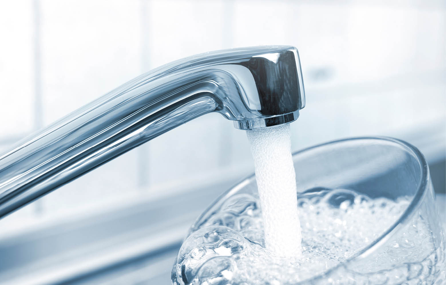 A glass of clear water from the kitchen tap