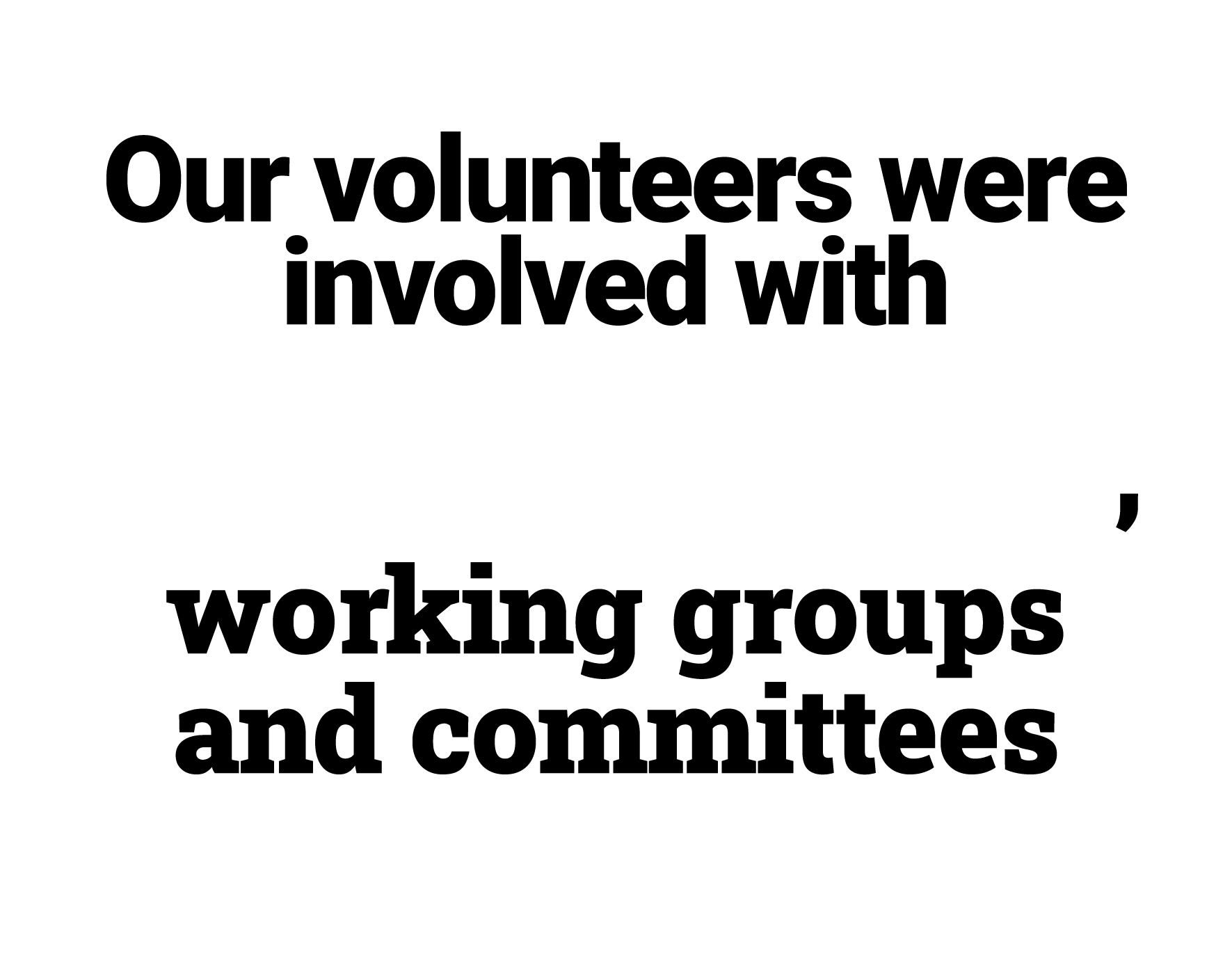 Our volunteers were involved with 46 projects, working groups and committees 