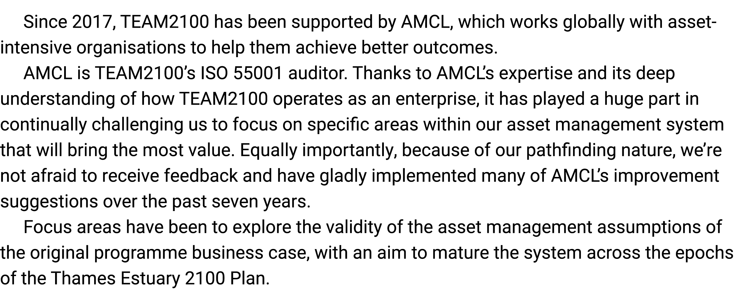 Since 2017, TEAM2100 has been supported by AMCL, which works globally with asset-intensive organisations to help them...