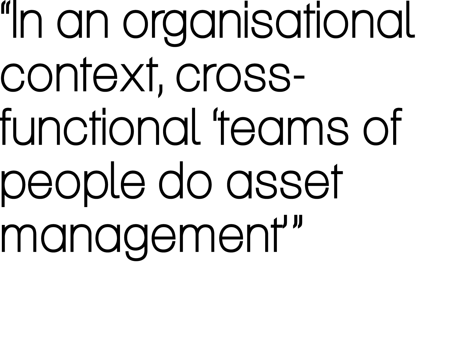 “In an organisational context, cross-functional ‘teams of people do asset management’”