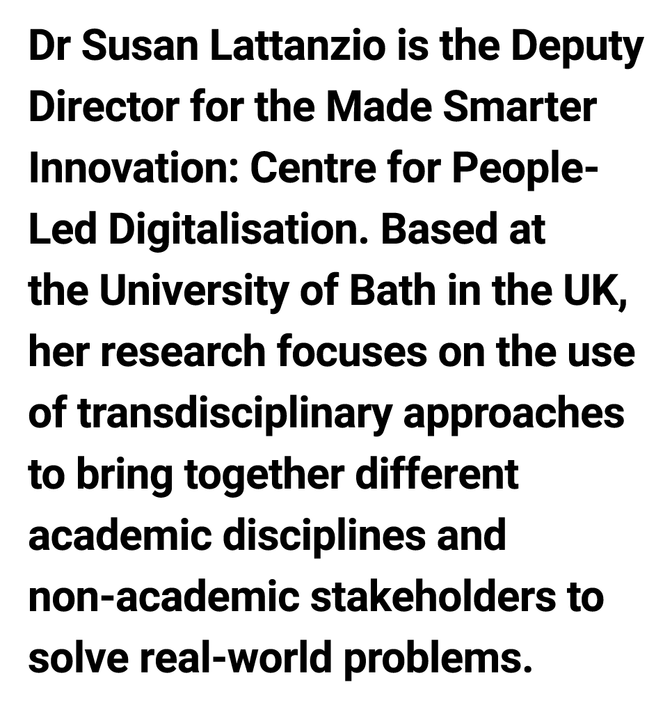 Dr Susan Lattanzio is the Deputy Director for the Made Smarter Innovation: Centre for People-Led Digitalisation. Base...