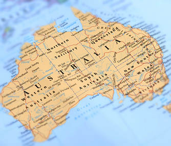Map of Australia. Selective Focus. 