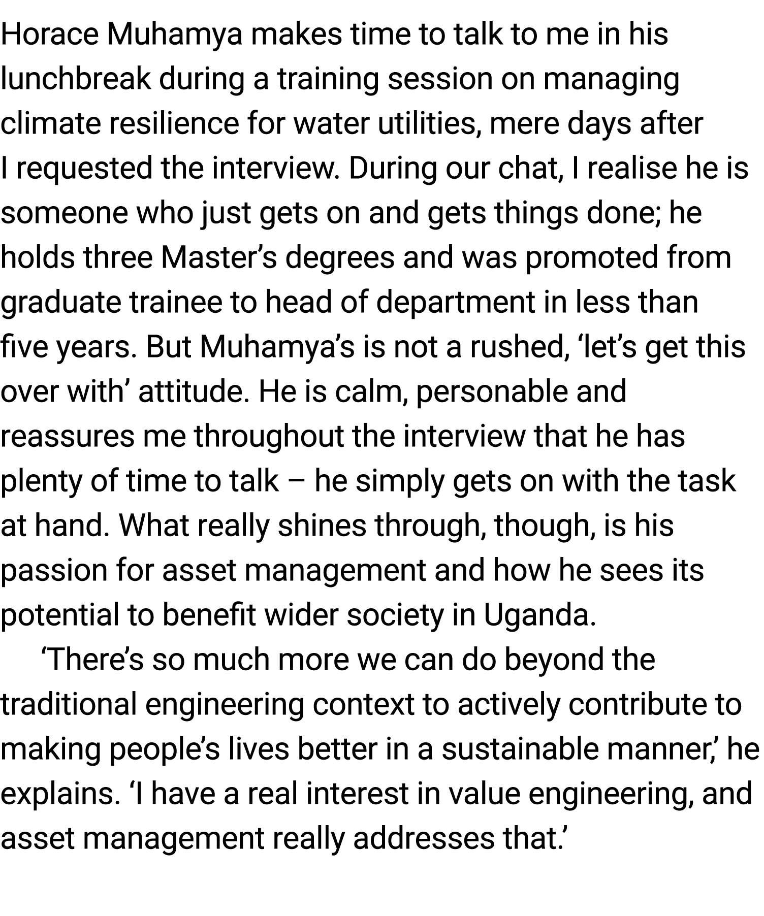 Horace Muhamya makes time to talk to me in his lunchbreak during a training session on managing climate resilience fo...