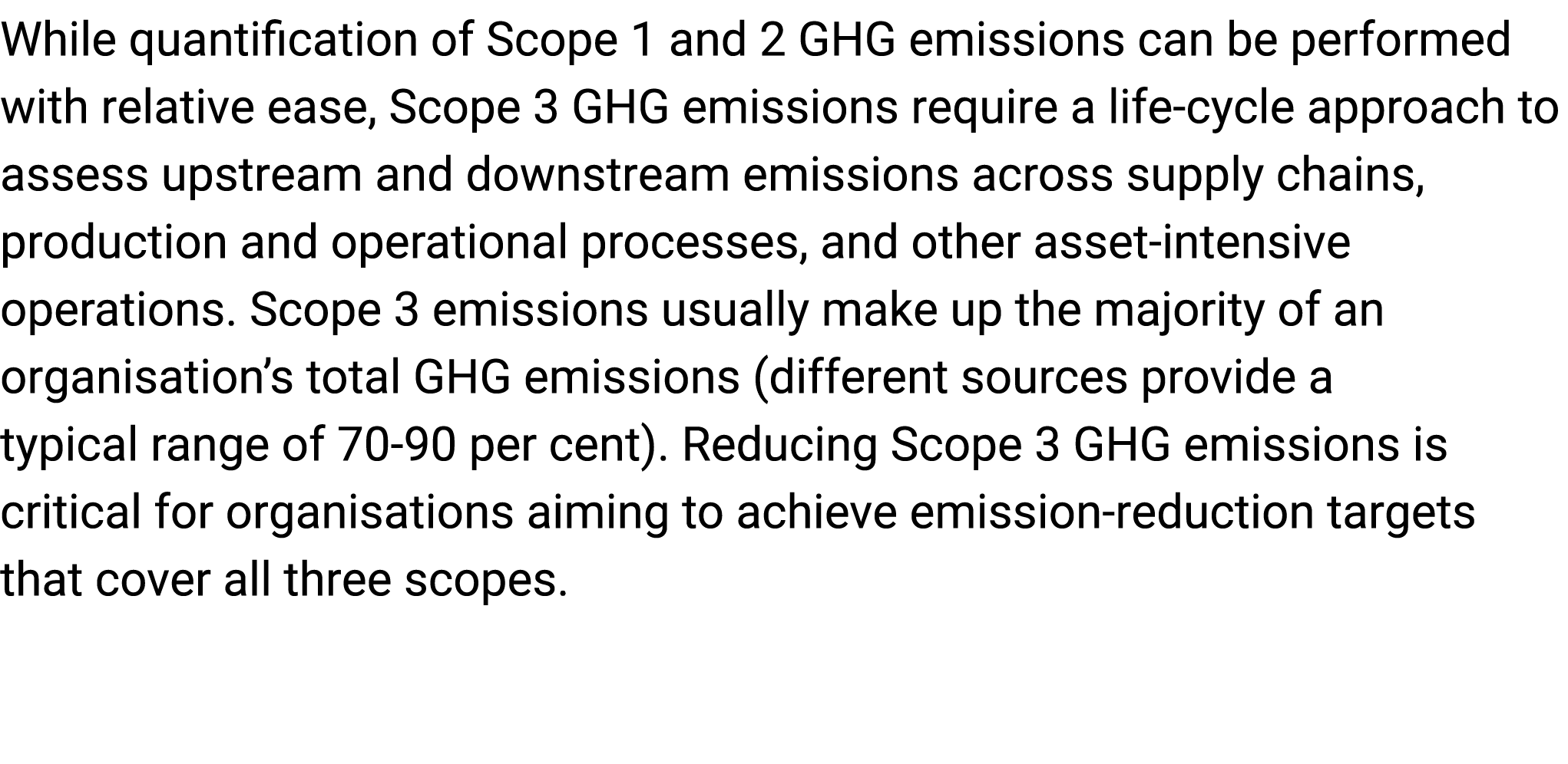 While quantification of Scope 1 and 2 GHG emissions can be performed with relative ease, Scope 3 GHG emissions requir...