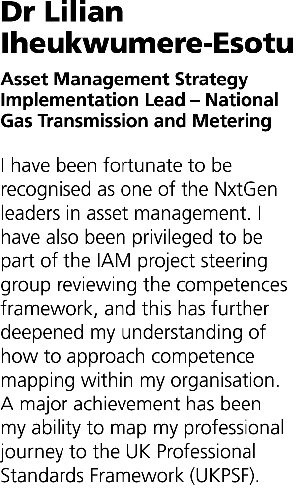 Dr Lilian Iheukwumere-Esotu Asset Management Strategy Implementation Lead – National Gas Transmission and Metering  ...