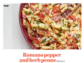Romano pepper and herb penne